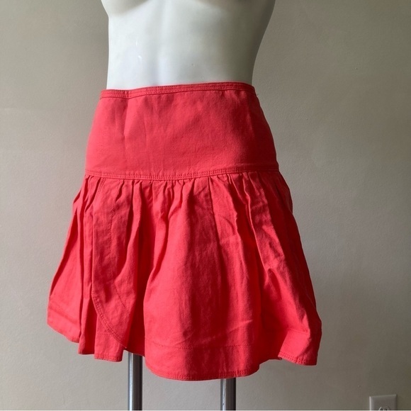 J. Crew | Vintage Y2K Sunburst Orange Linen Blend Mini Skater Skirt - Picture 1 of 6